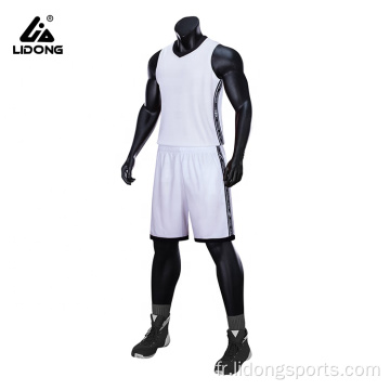 Hommes 100% Jersey de basket-ball noir 100% en polyester et court